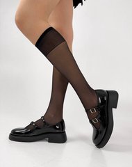 Чорні лакові туфлі з ремінцями на низькому ходу 36 розмір