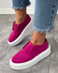 Рожеві фуксія замшеві туфлі лофери 36 розмір