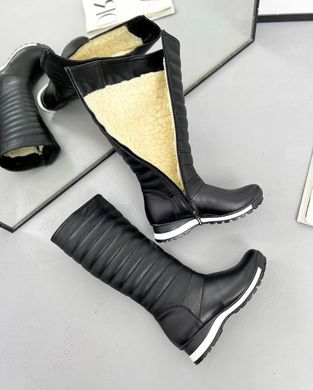 Черные кожаные зимние сапоги с мехом 36 размер