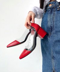 Красные кожаные силиконовые туфли на низком каблуке 37 размер