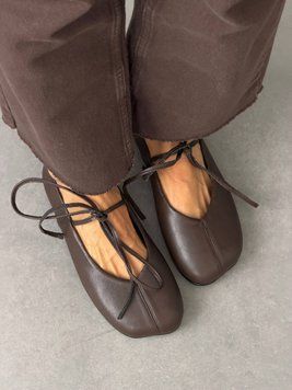 Шоколадні шкіряні анатомічні балетки barefoot з зав'язками 36 розмір