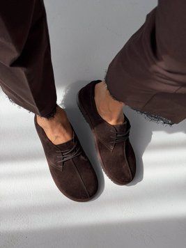 Шоколадні замшеві анатомічні жіночі туфлі barefoot на шнурівці 36 розмір