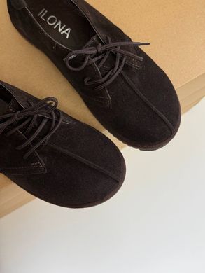 Шоколадні замшеві анатомічні жіночі туфлі barefoot на шнурівці 36 розмір