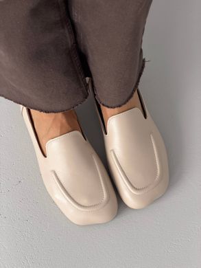 Бежеві шкіряні анатомічні лофери barefoot з широким квадратним носиком 36 розмір