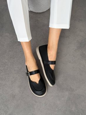 Чорні шкіряні анатомічні балетки barefoot з перфорацією 36 розмір