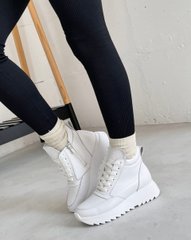 Білі шкіряні зимові кросівки хайтопи 36 розмір