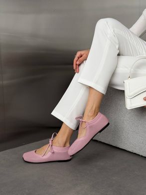 Рожеві шкіряні перфоровані анатомічні балетки barefoot на зав'язках 41 розмір