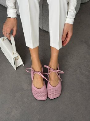 Рожеві шкіряні перфоровані анатомічні балетки barefoot на зав'язках 41 розмір