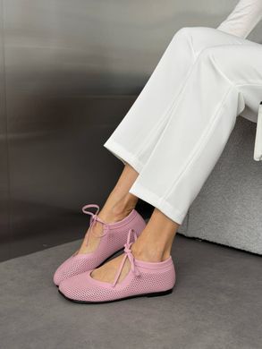 Рожеві шкіряні перфоровані анатомічні балетки barefoot на зав'язках 41 розмір