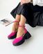 Яскраві рожеві замшеві туфлі на платформі весна-літо 2024