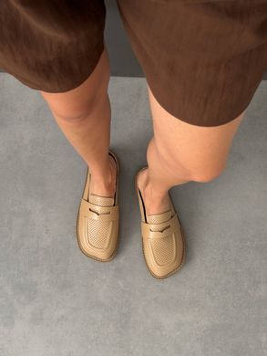 Бежеві шкіряні анатомічні сабо barefoot з перфорацією 36 розмір