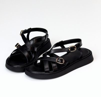 Черные кожаные босоножки с тонкими ремешками 40 размер
