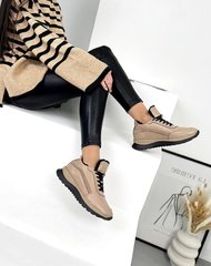 Бежеві шкіряні зимові жіночі кросівки 36 розмір