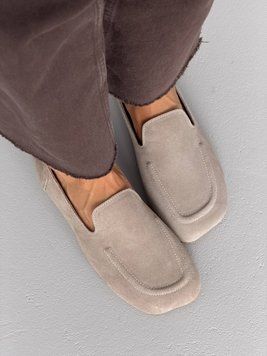 Бежеві замшеві анатомічні лофери barefoot з широким квадратним носиком 36 розмір
