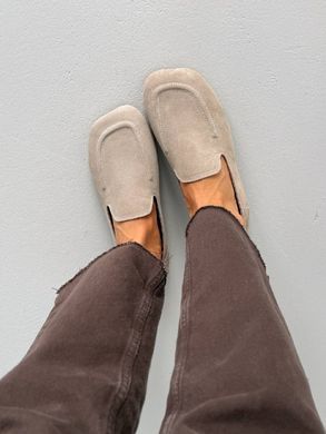 Бежеві замшеві анатомічні лофери barefoot з широким квадратним носиком 36 розмір