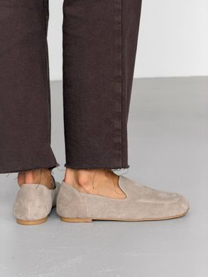 Бежеві замшеві анатомічні лофери barefoot з широким квадратним носиком 36 розмір