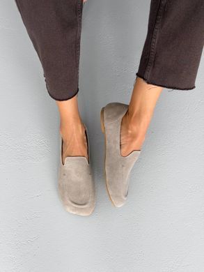 Бежеві замшеві анатомічні лофери barefoot з широким квадратним носиком 36 розмір