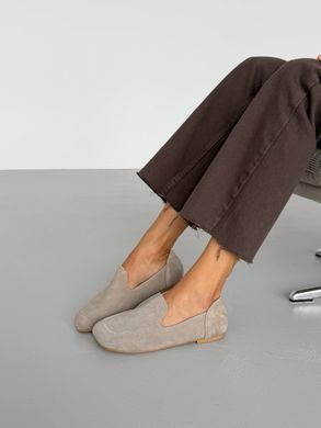 Бежеві замшеві анатомічні лофери barefoot з широким квадратним носиком 36 розмір