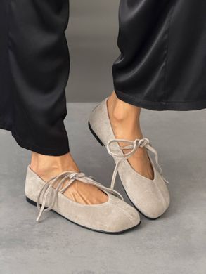Бежеві замшеві анатомічні балетки barefoot з зав'язками 36 розмір