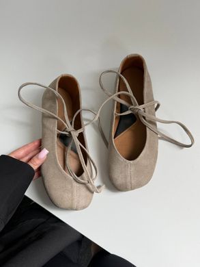 Бежеві замшеві анатомічні балетки barefoot з зав'язками 36 розмір