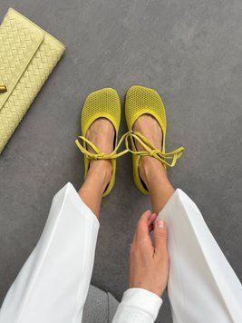 Лаймовые замшевые перфорированные анатомические балетки barefoot на завязках 41 размер