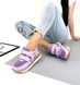 Фиолетовые натуральные женские кроссовки на липучках