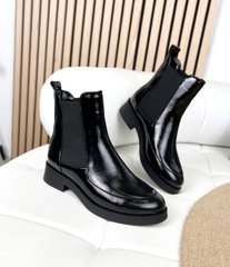 Чорні лакові зимові класичні черевики челсі 41 розмір