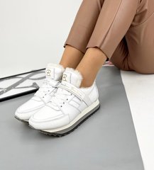 Білі шкіряні зимові жіночі кросівки 37 розмір