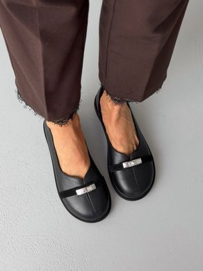 Чорні шкіряні анатомічні балетки barefoot з круглим носиком 36 розмір