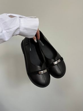 Чорні шкіряні анатомічні балетки barefoot з круглим носиком 36 розмір