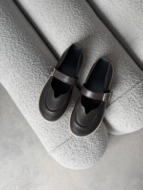 Шоколадні шкіряні анатомічні балетки barefoot з перфорацією 39 розмір