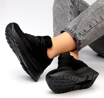 Черные замшевые женские кроссовки 2024