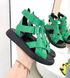 Зеленые кожаные босоножки сандали