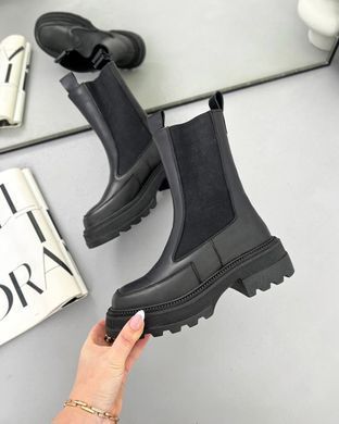 Чорні шкіряні демісезонні черевики челсі 36 розмір