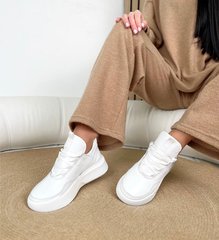 Білі шкіряні демі жіночі кросівки 37 розмір