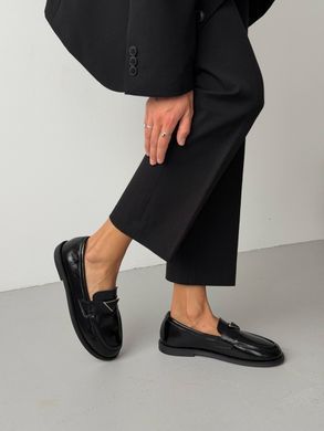 Чорні лакові жіночі лофери barefoot з анатомічним круглим носиком 36 розмір