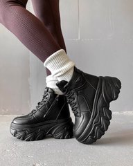 Чорні зимові жіночі кросівки на високій підошві 37 розмір