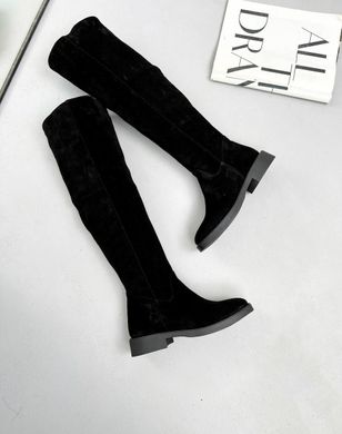 Чорні замшеві зимові високі чоботи ботфорти 36 розмір