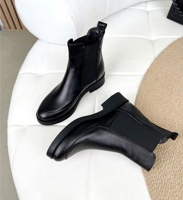 Черные кожаные зимние классические ботинки челси