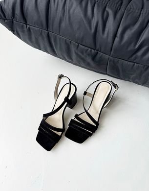 Черные замшевые босоножки на грубом каблуке 36 размер