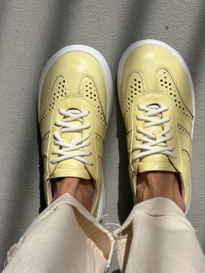 Жовті шкіряні анатомічні кеди barefoot з наскрізною перфорацією 36 розмір