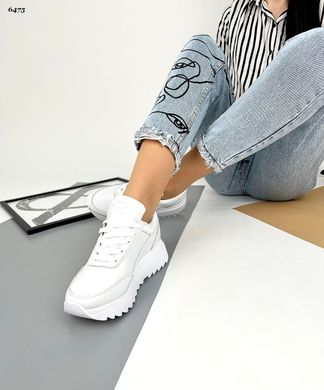 Белые кожаные женские кроссовки