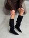 Черные замшевые демисезонные сапоги с острым носком и тонкой подошвой 36 размер