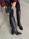 Черные кожаные демисезонные классические сапоги на удобном низком каблуке 6 см 36 размер