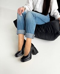 Черные кожаные туфли на грубом каблуке 36 размер