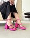 Розовые фуксия кожаные босоножки на каблуке с ремешками лето 2024