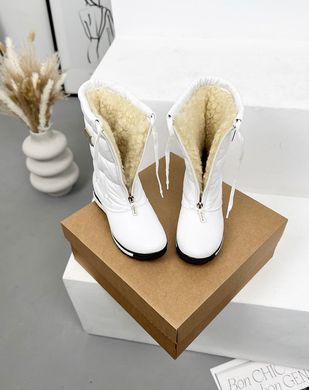Белые кожаные зимние сапоги дутики 36 размер