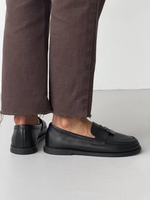 Чорні шкіряні жіночі лофери barefoot з анатомічним круглим носиком 36 розмір