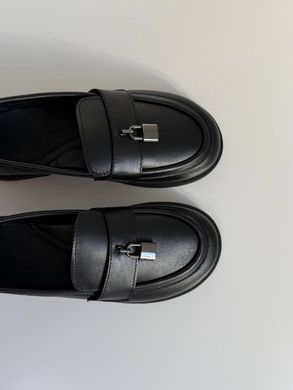 Чорні шкіряні жіночі лофери barefoot з анатомічним круглим носиком 36 розмір