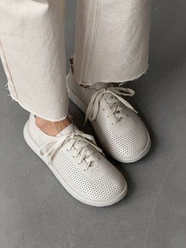 Світлі бежеві анатомічні мокасини barefoot з наскрізною перфорацією 38 розмір